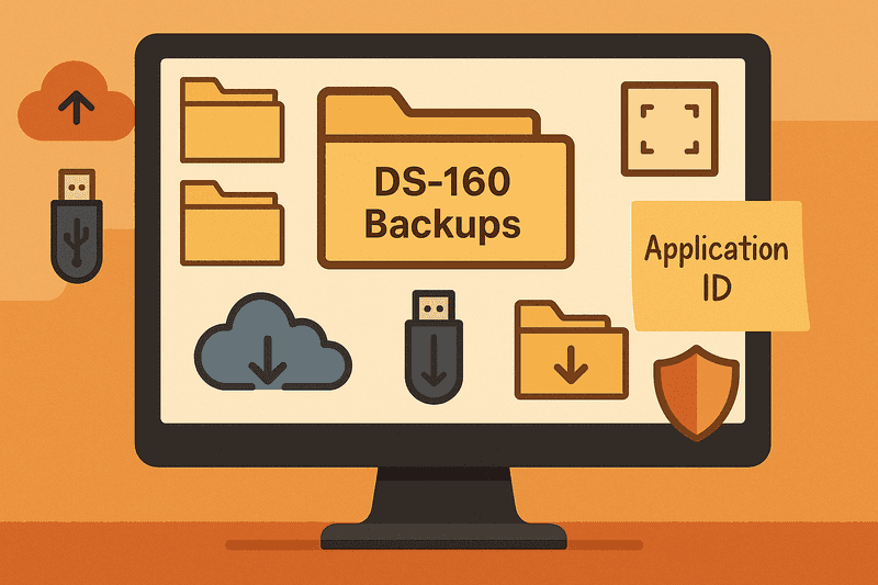 Save smart, save often: Multiple backups mean you'll never lose your DS-160 application again.